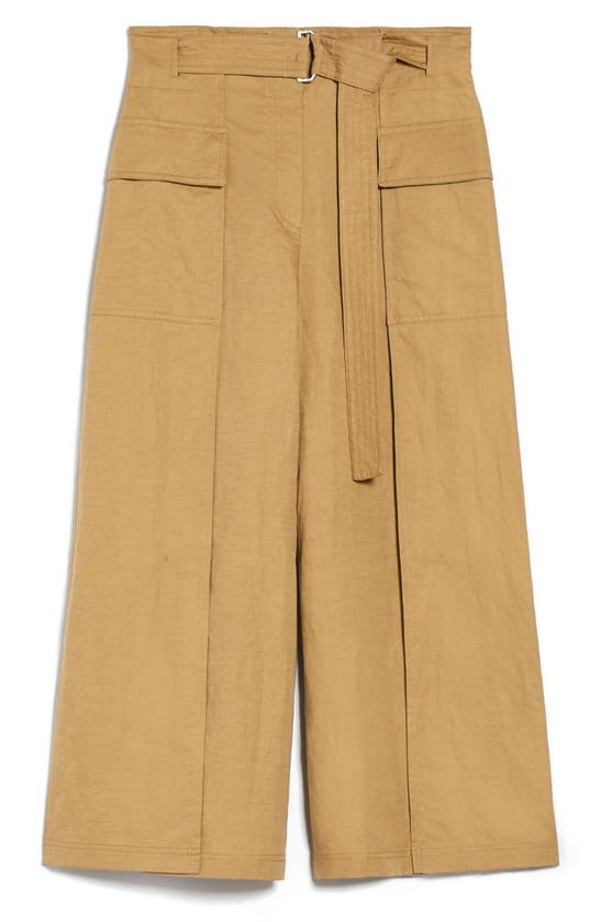 Shop Max Mara Pinide Tie Waist Wide Leg Pants In Beige