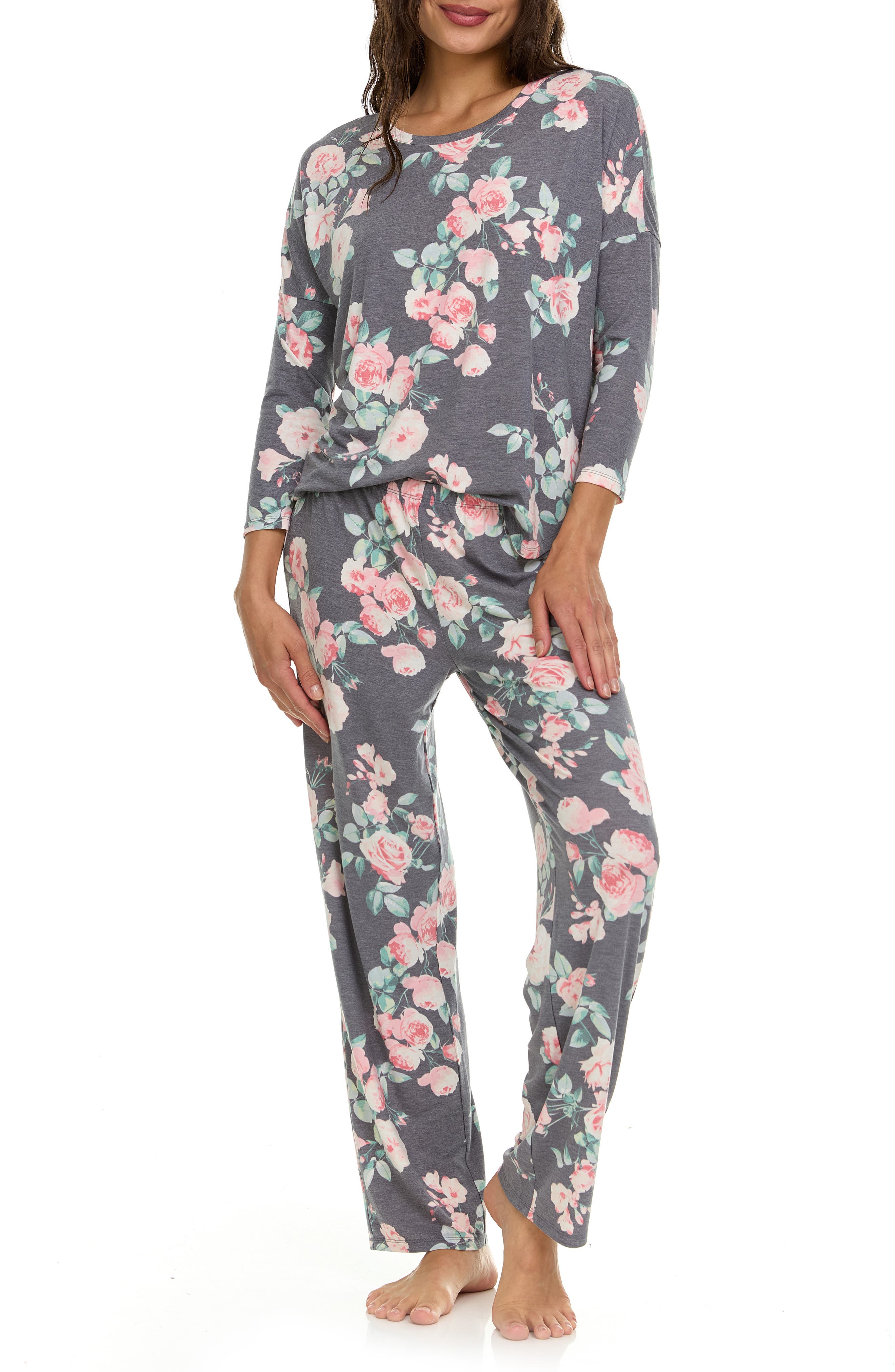 Flora Nikrooz Kathy Floral Pajamas in Grey 