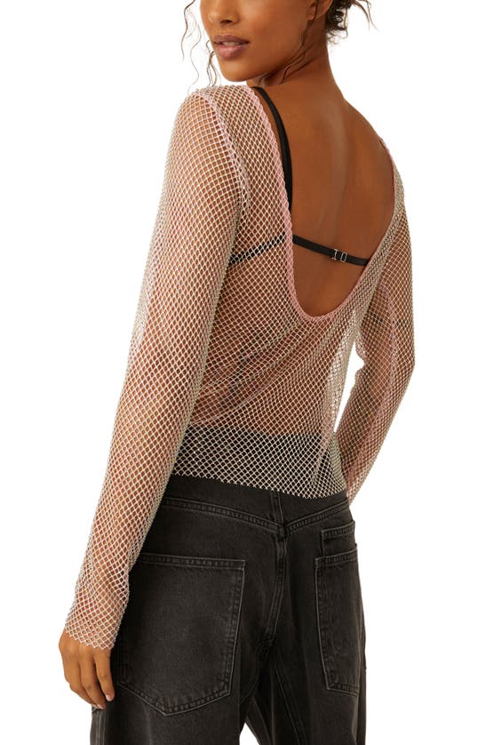 Shop Free People Low Back Stud Mesh Top In Blush Sands