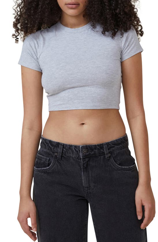 Shop Cotton On Micro Crop T-shirt In Grey Marle