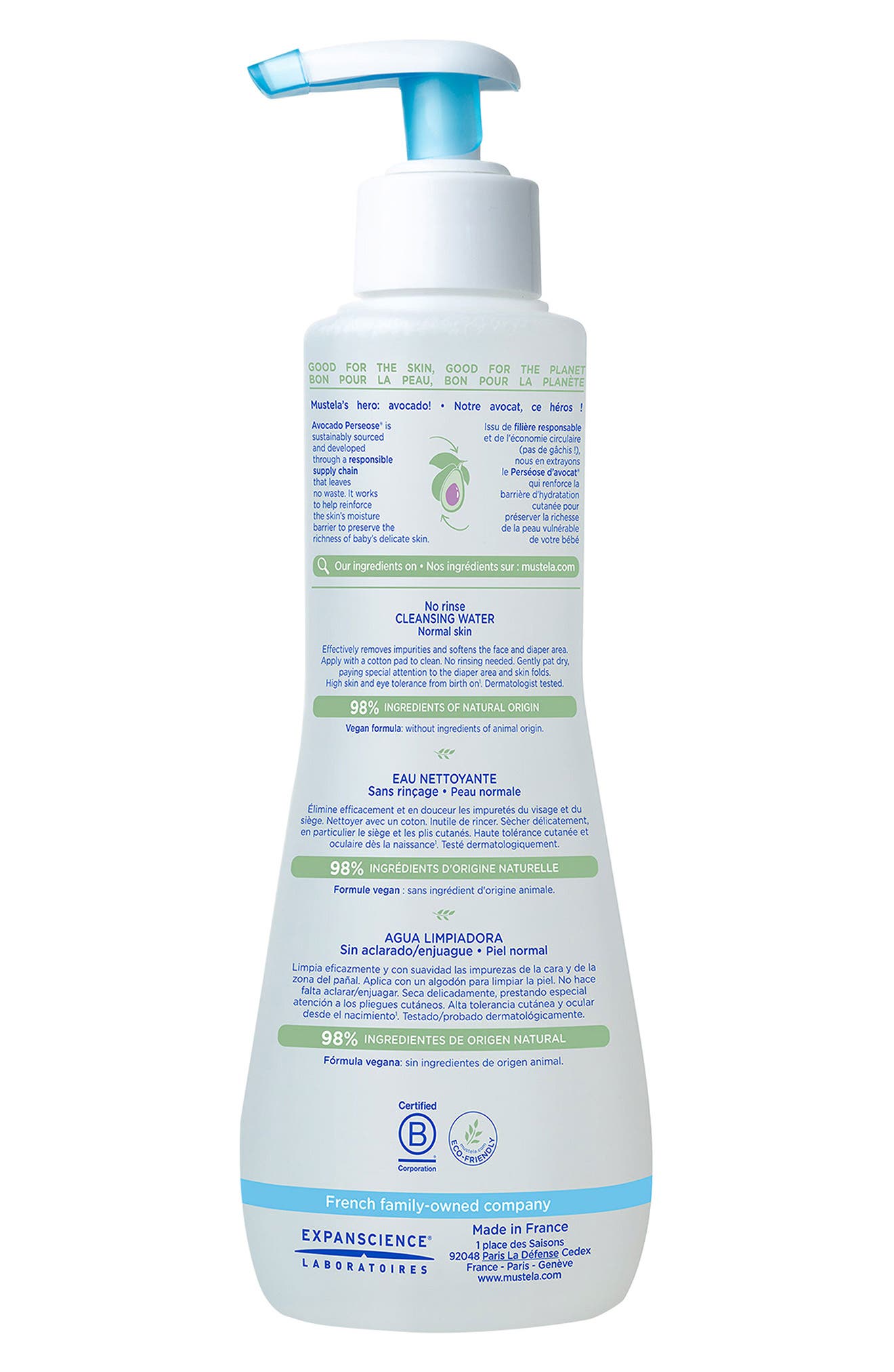 Mustela No Rinse Cleansing Water With Avocado Perseose Nordstrom