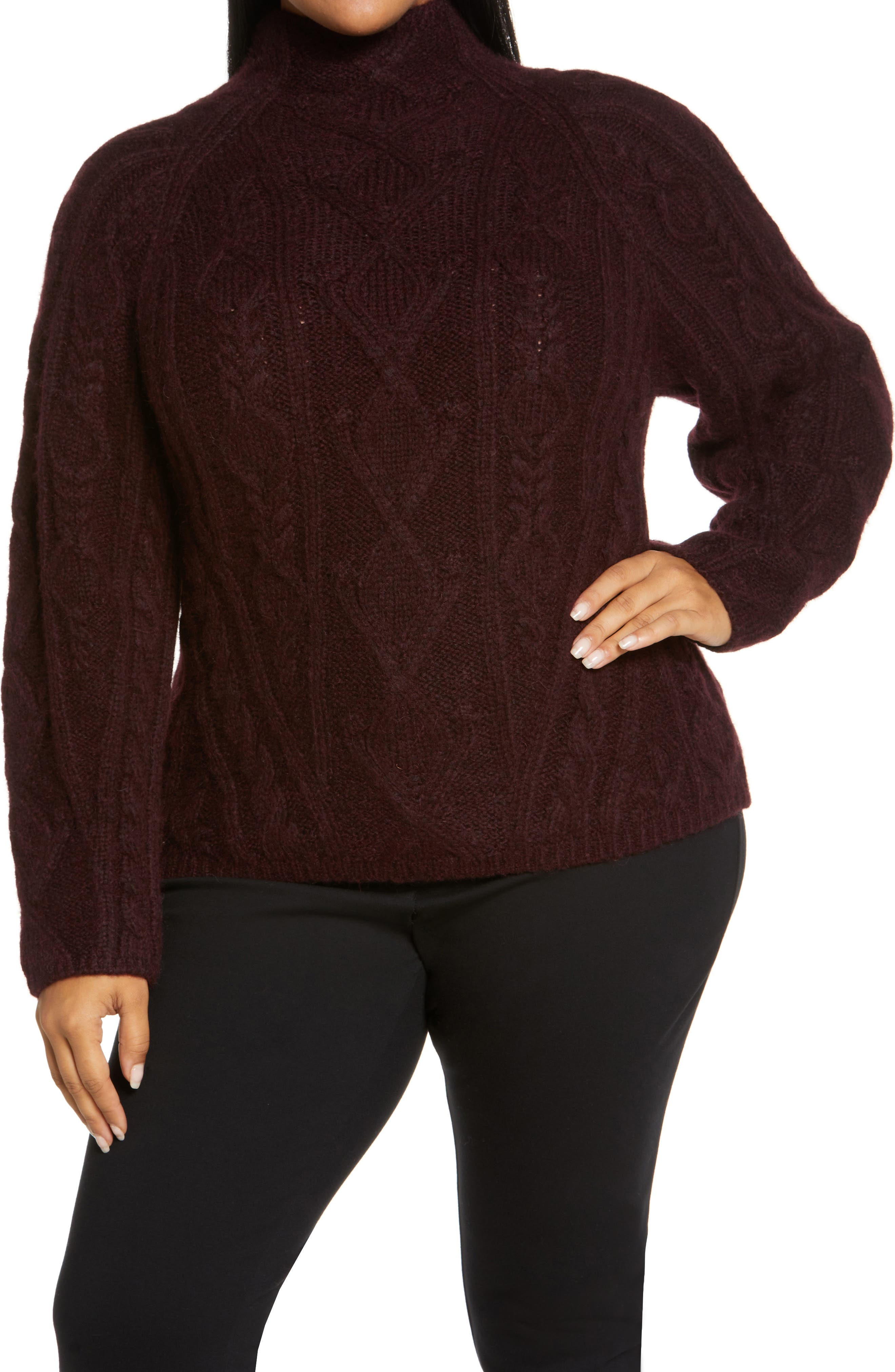 cable mock neck merino wool blend sweater vince