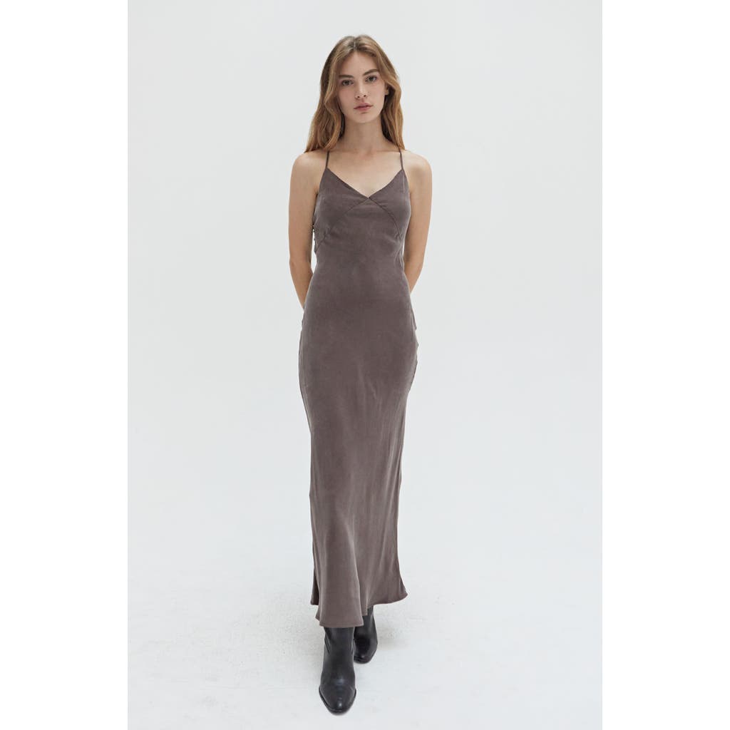 Shop Crescent Cupro Slip Maxi Dress In Charcoal