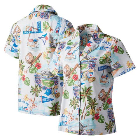 Women's Reyn Spooner White Toronto Blue Jays Scenic Camp Button-Up Shirt