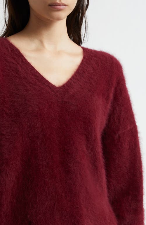 Shop Margaret O'leary Fox Hair, Wool & Silk V-neck Sweater In Chianti