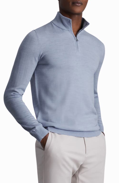 Shop Reiss Blackhall Quarter Zip Wool Sweater In Soft Blue Melange