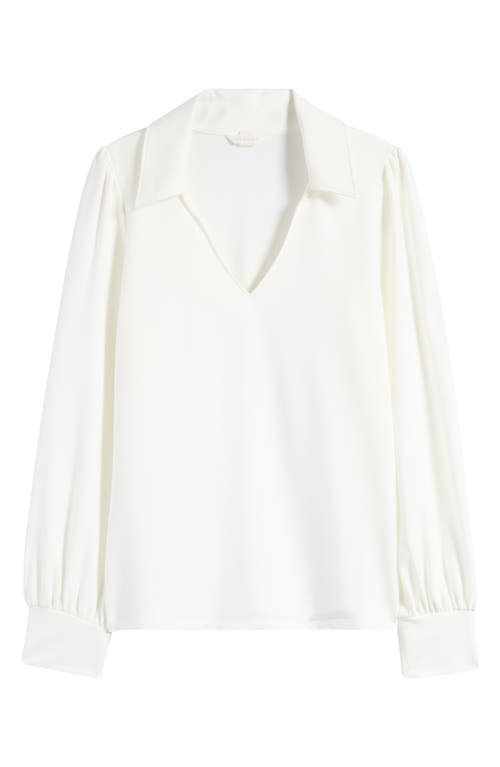 Shop Caslonr Caslon(r) Long Sleeve Johnny Collar Polo In Ivory Cloud