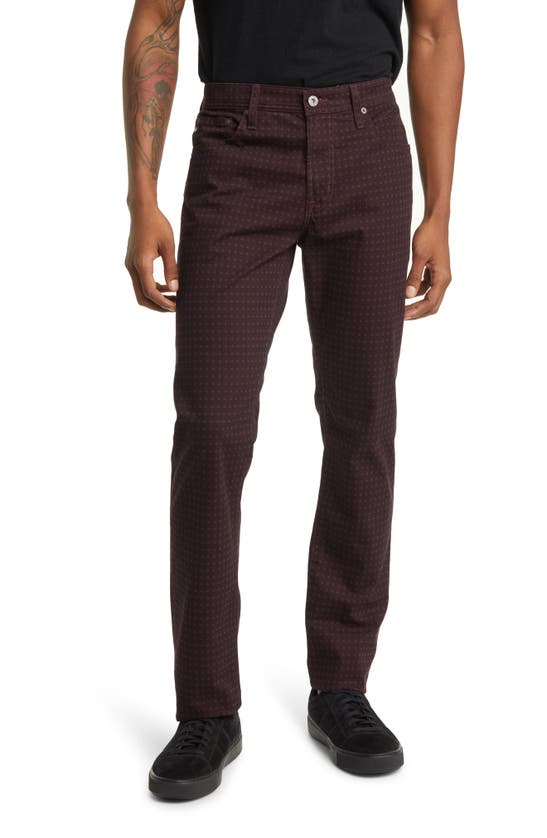 Shop Ag Tellis Slim Fit Stretch Pants In Houndstooth Burgundy Multi