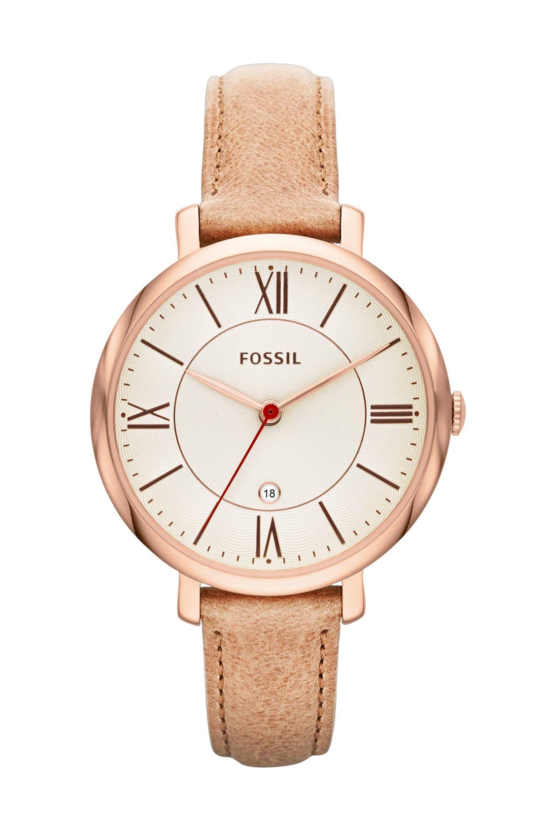 UPC 796483066458 product image for Fossil 'Jacqueline' Round Leather Strap Watch, 36mm Sand/ Rose Gold One Size | upcitemdb.com