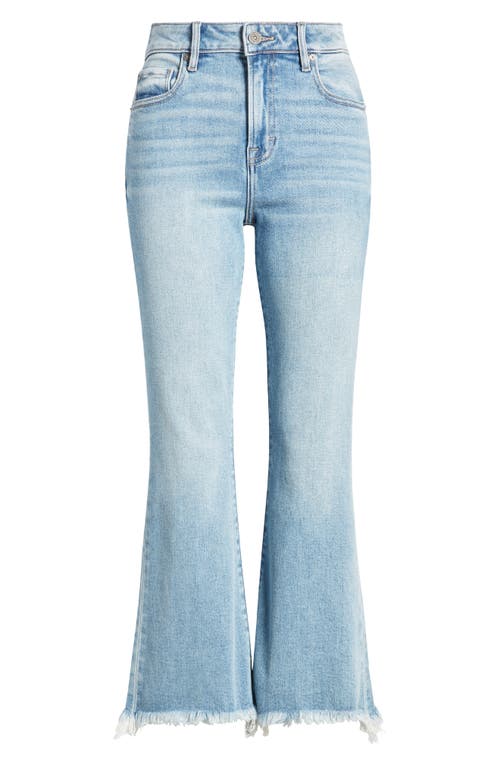 Shop Hidden Jeans High Waist Raw Hem Crop Flare Jeans In Light Wash