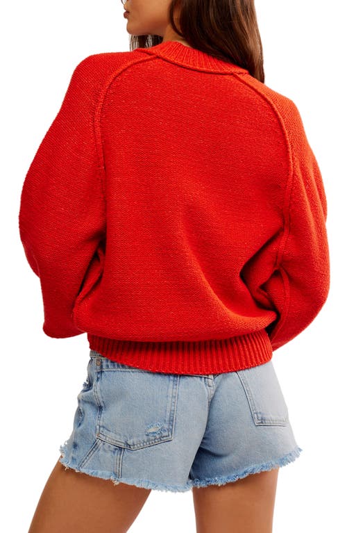 Shop Free People Riley Mock Neck Sweater In Fiery Red