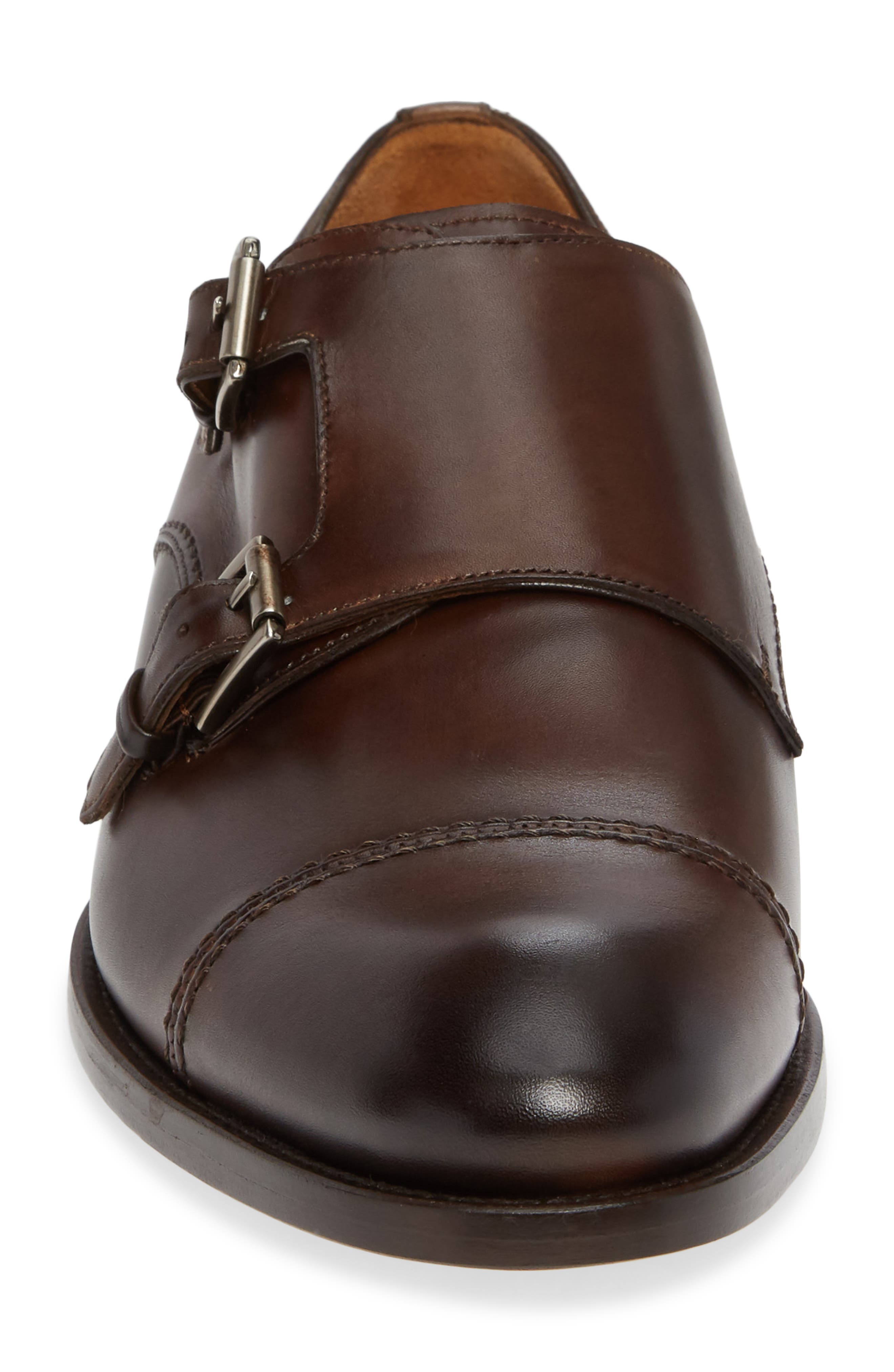 Mezlan Acosta Double Strap Cap Toe Monk Shoe In Brown Leather