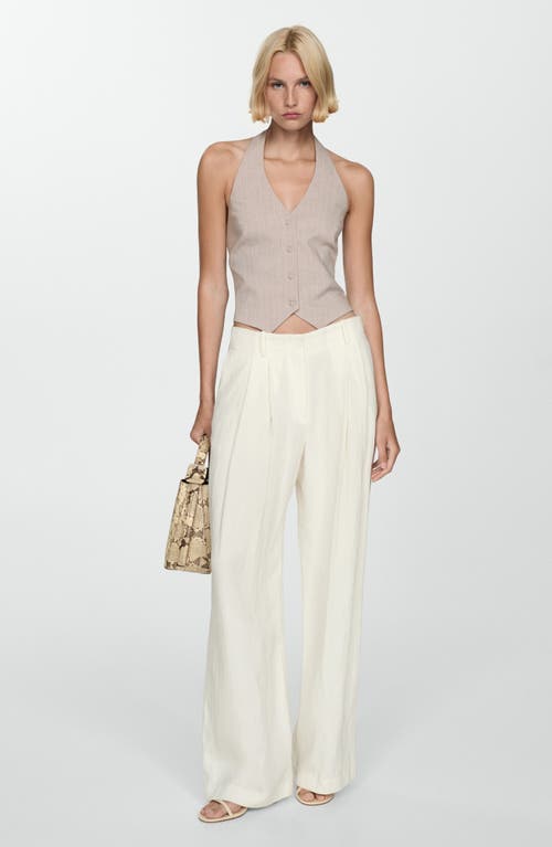 Mango Pinstripe Halter Vest In Beige