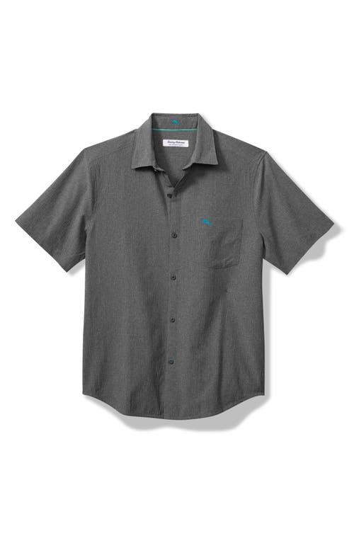 Shop Tommy Bahama Bahama Coast Sandypoint Solid Islandzone® Short Sleeve Button-up Shirt In Black