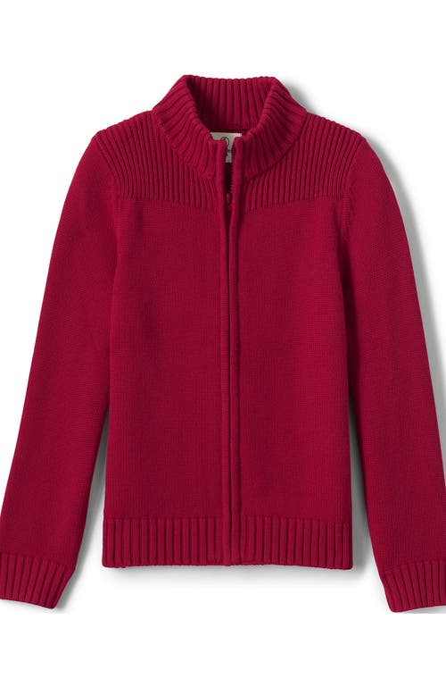 Lands' End School Uniform Boys Cotton Modal Zip Front Cardigan Sweater In Red