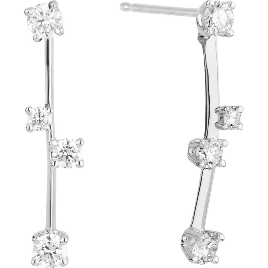 Lana Solo Stacked Diamond Linear Drop Earrings in White Gold