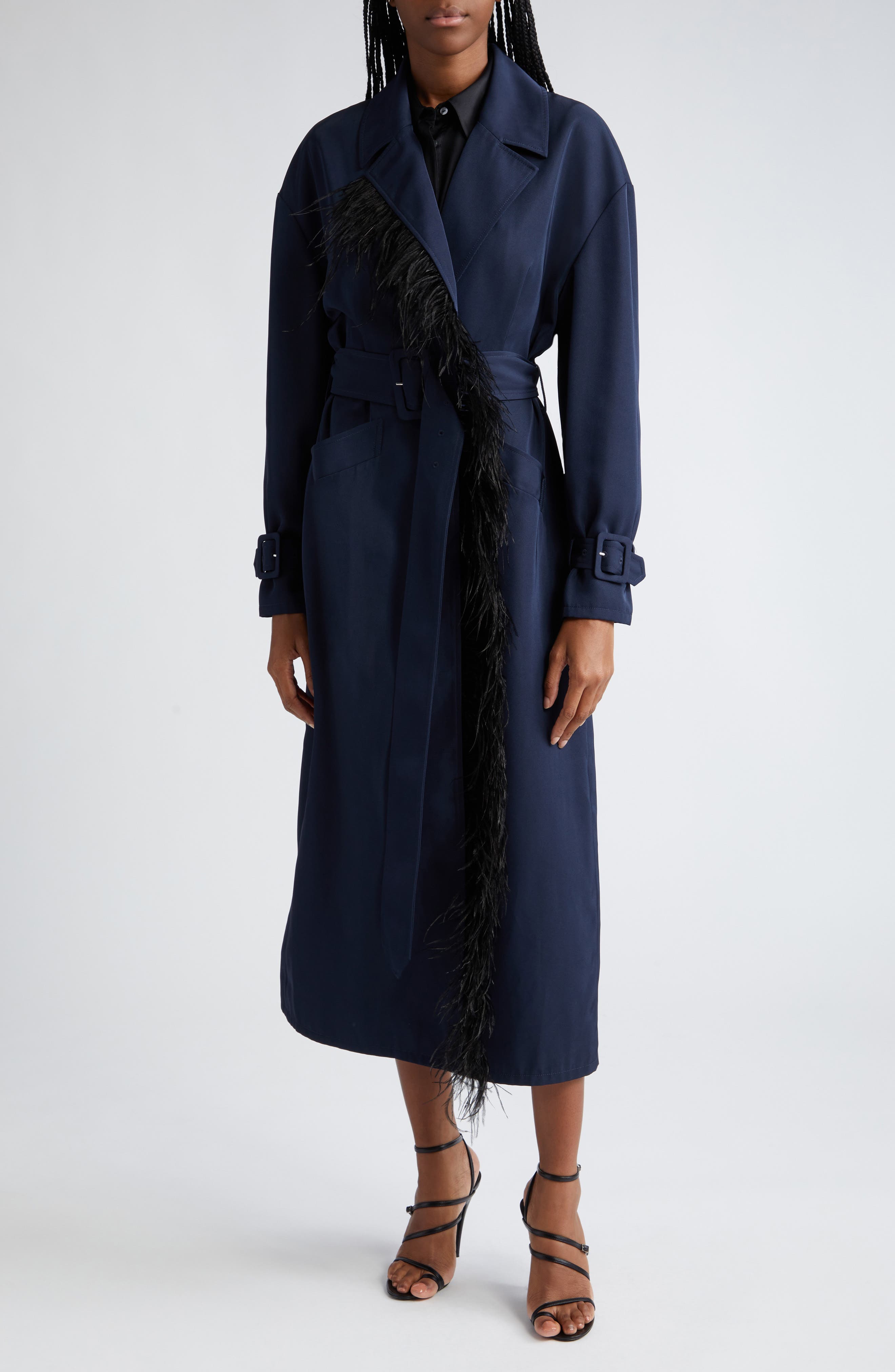 Cinq à Sept Tillie Feather Belted Trench Coat | Nordstromrack