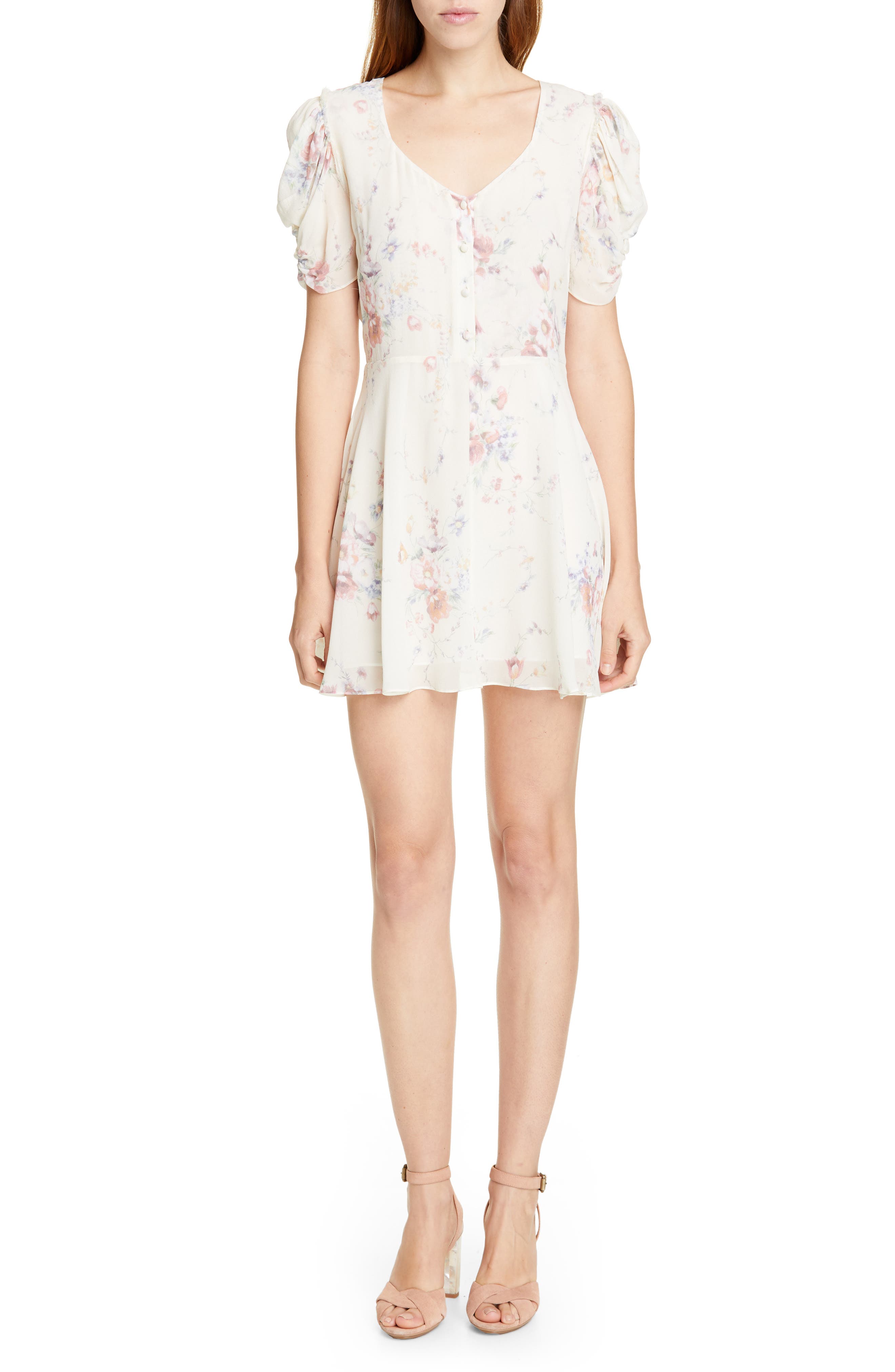 Loveshackfancy Cora Floral Silk Minidress, White