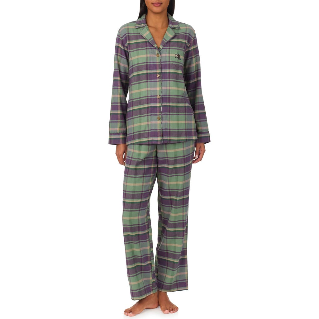 Ralph Lauren Lauren  Print Cotton Blend Pajamas In Multi Plaid