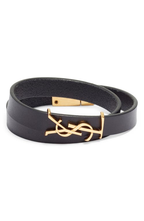 Saint Laurent YSL Double Wrap Bracelet in Black/Gold