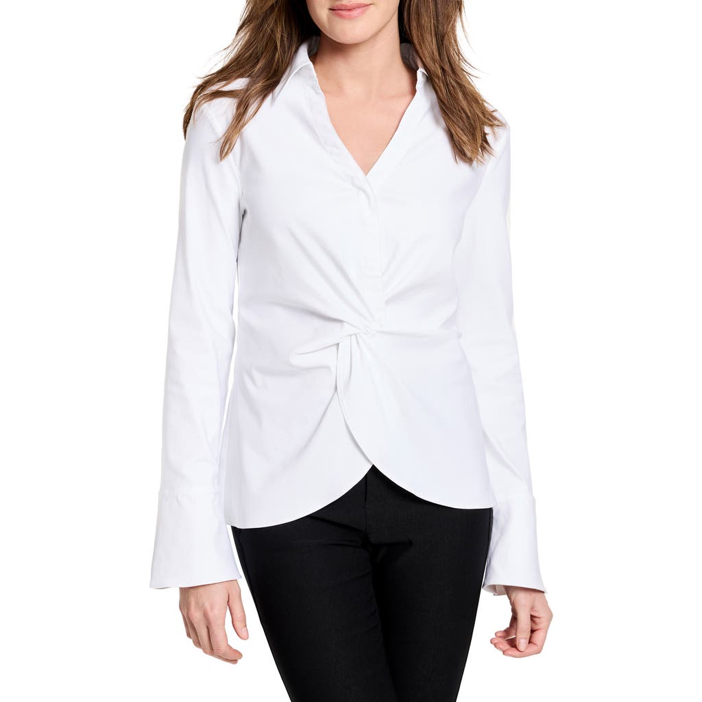 Nic + Zoe Nic+zoe Wonderstretch Twist Front Top In Paper White