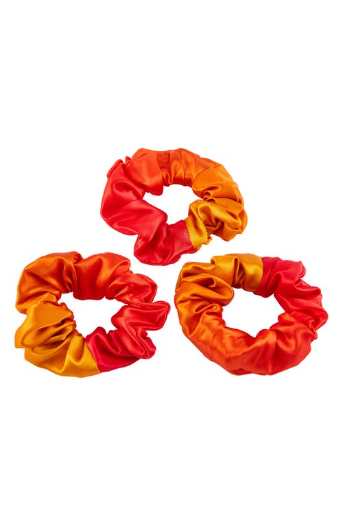 3-Pack Silk Scrunchies in Orange Ombre