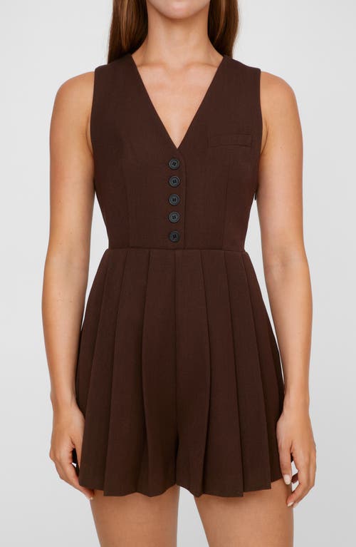 Shop Nasty Gal Tailored Pleated Hem Sleeveless Romper In Chocolate