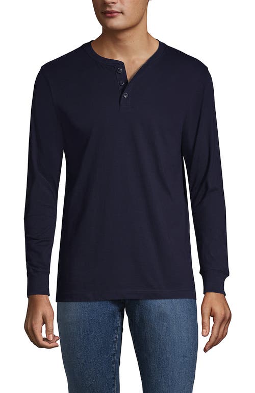 Shop Lands' End Super-t Long Sleeve Henley Shirt In Radiant Navy