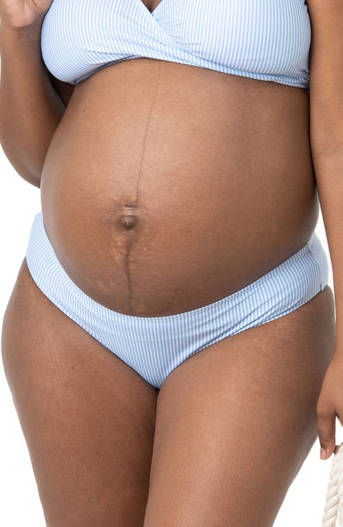 Kindred Bravely Low Rise Maternity/Postpartum Bikini Bottoms in Coastal Stripe