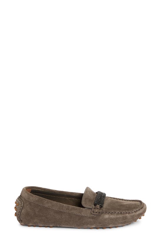 Shop Brunello Cucinelli Monili Strap Suede Driving Shoe In Dark Grey