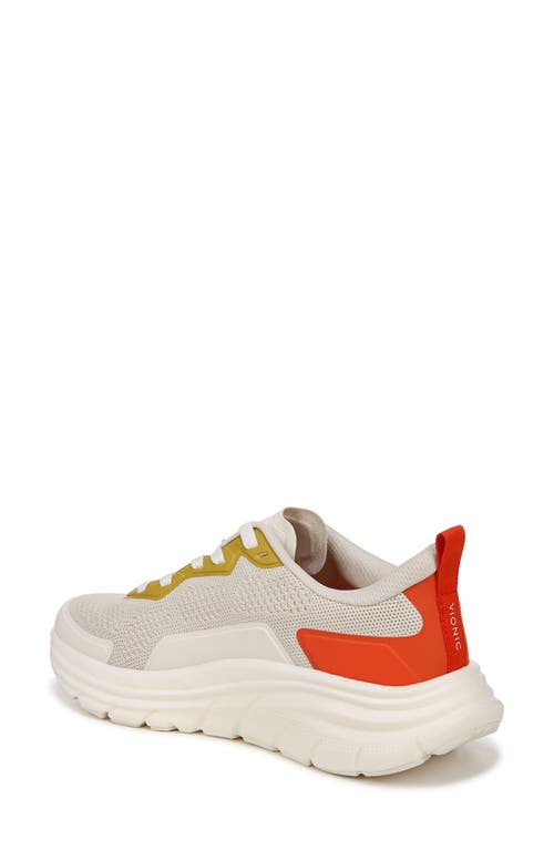 Vionic Walk Max Water Repellent Sneaker In Cream/tangerine Tango