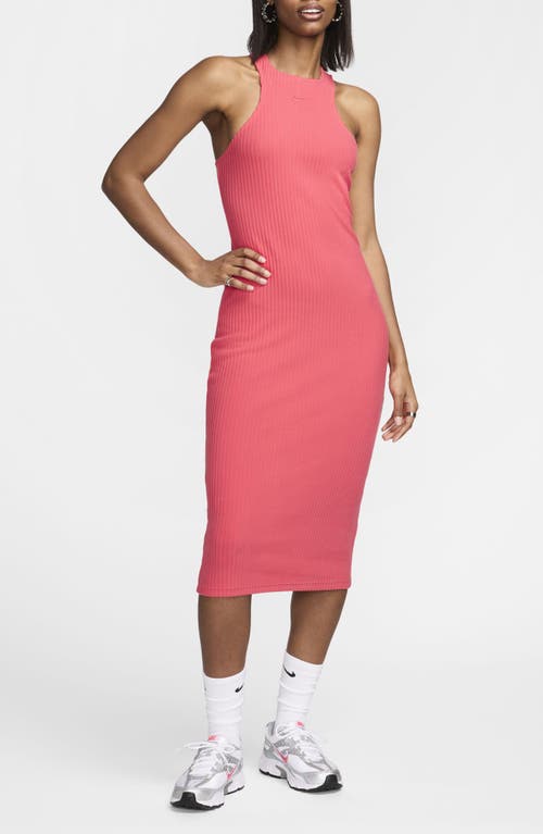 Shop Nike Sportswear Chill Knit Sleeveless Rib Midi Dress In Aster Pink/aster Pink