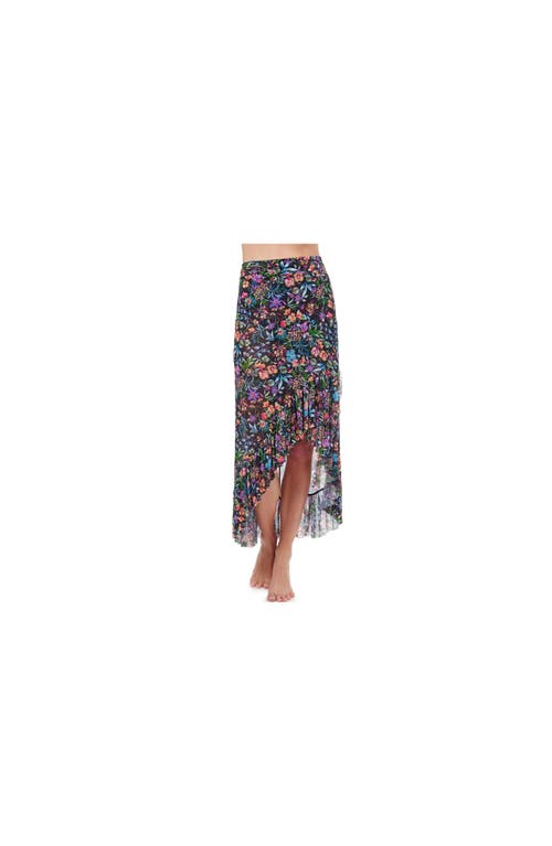 Flora Mesh Wrap Long Skirt in Multi
