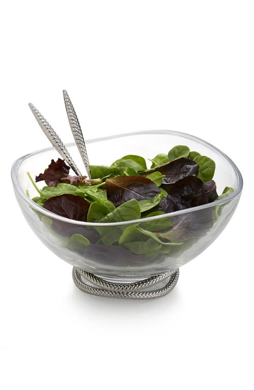Nambé 'Braid' Glass Salad Bowl & Servers in Silver
