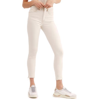 Free People Raw Hem Denim Leggings, Ivory