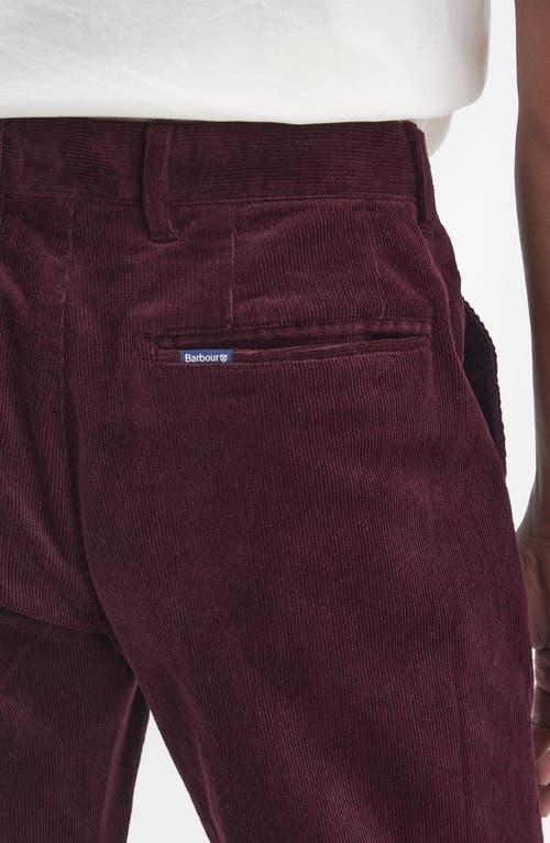 Shop Barbour Tailored Fit Cotton Stretch Corduroy Chinos In Dark Merlot