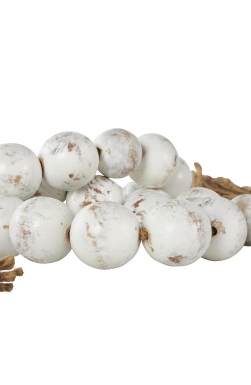 Willow Row Bohemian Wood Beaded Tassel Garland In Cream