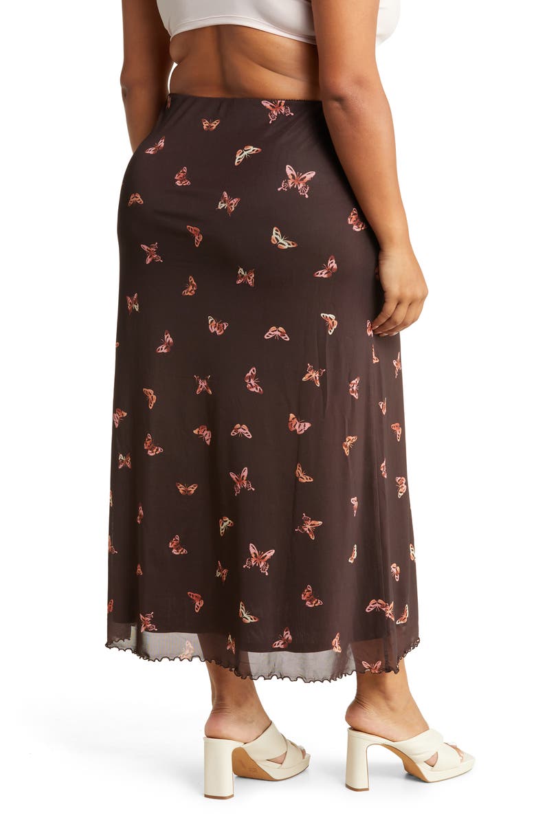 Butterfly Print Mesh Skirt