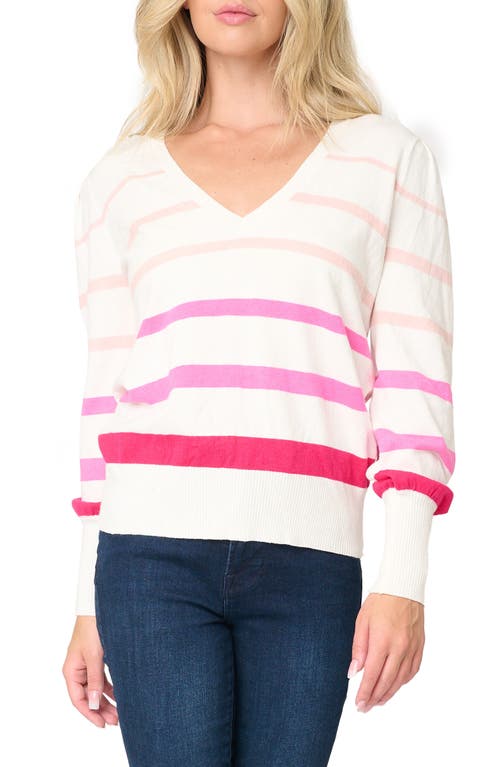 Cupid Blouson Sleeve Sweater in Gradient Pink Stripe