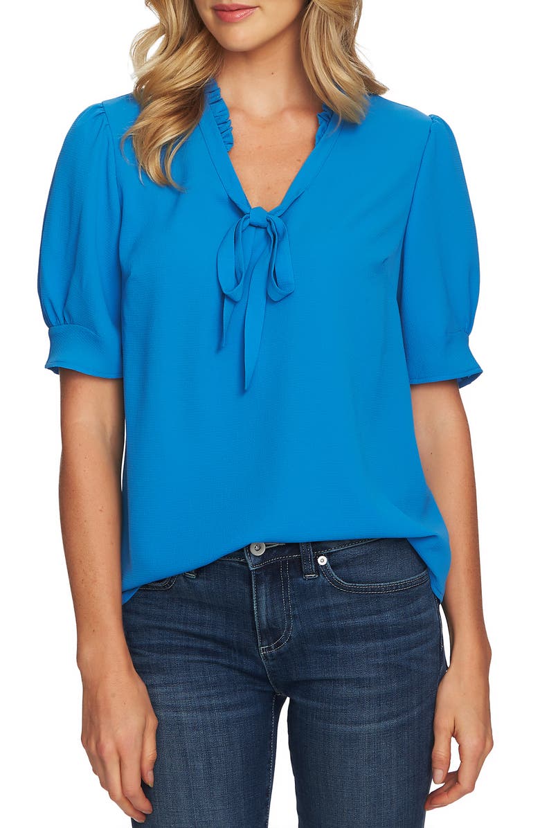 CeCe Tie Neck Puff Sleeve Blouse | Nordstrom