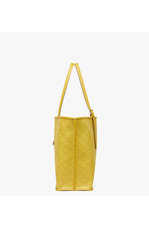 Mcm Printed Canvas Shopping Bag In Lemon Gold