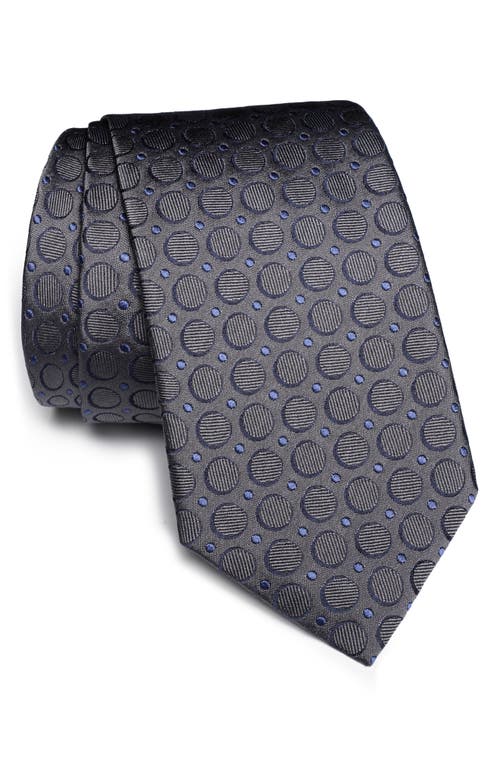 Jack Victor Lorimer Medallion Print Silk Tie In Charcoal