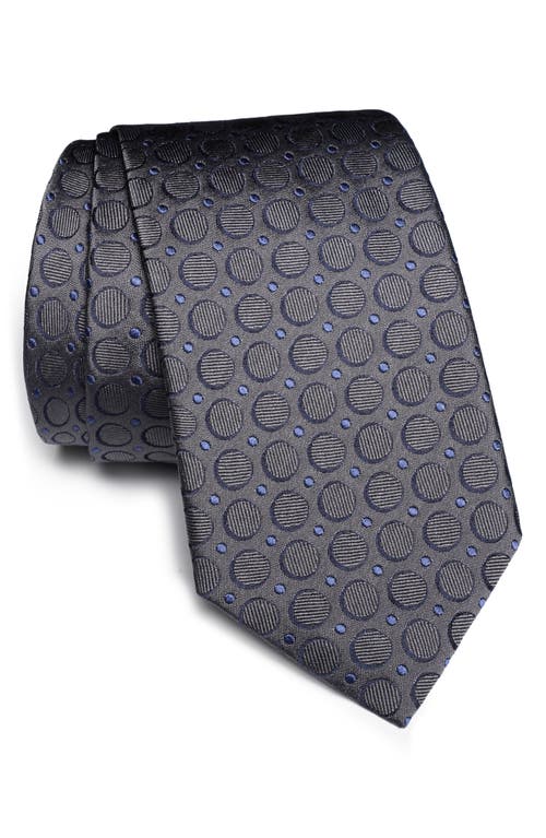 Jack Victor Lorimer Medallion Print Silk Tie in Charcoal 