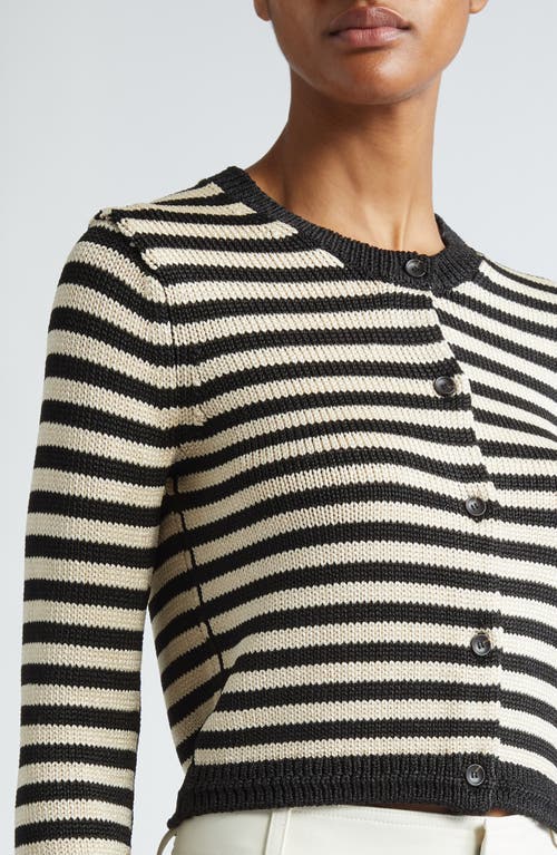 Shop Maria Mcmanus Stripe Shrunken Cardigan In Black/eggshell Stripe