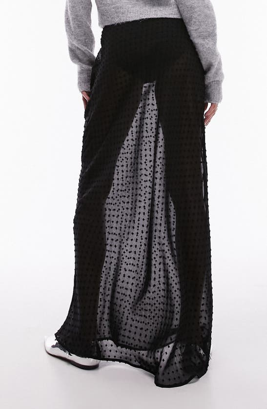 Shop Topshop Clip Dot Semisheer Maxi Skirt In Black