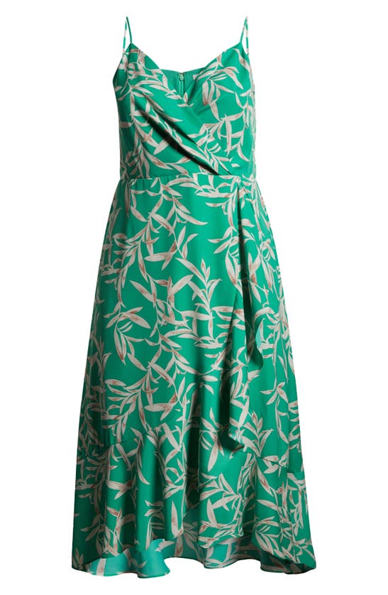 Chelsea28 Floral Faux Wrap Midi Dress In Green Tropical Leaf