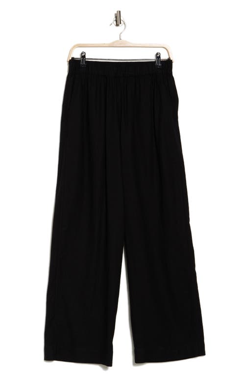 Shop Madewell High Waist Linen Blend Wide Leg Pants In True Black