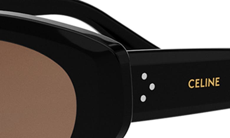 Celine Bold 3 Dots 53mm Cat Eye Sunglasses In Shiny Black / Brown