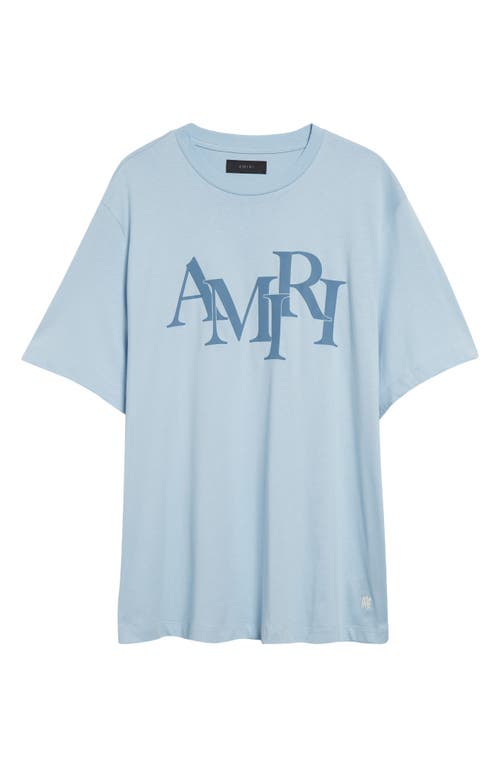 Shop Amiri Staggered Logo Graphic T-shirt In Cerulean