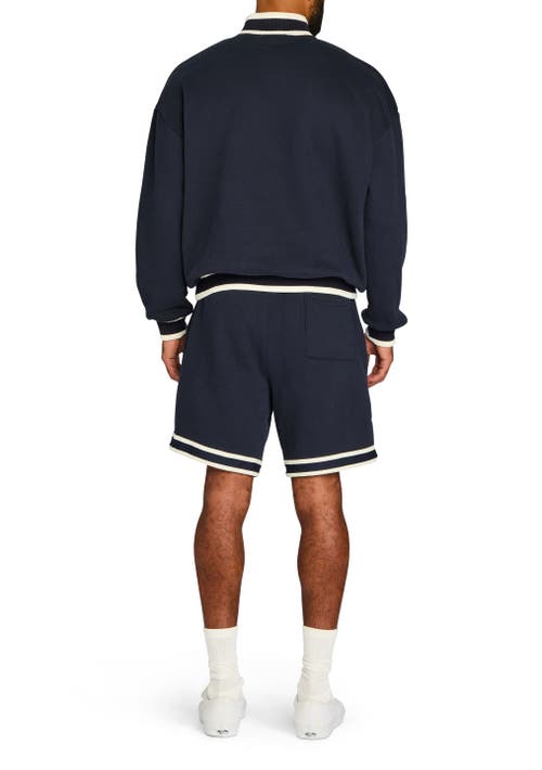 Shop Ser.o.ya Theodore Oversized 3/4 Zip Pullover In Navy/white